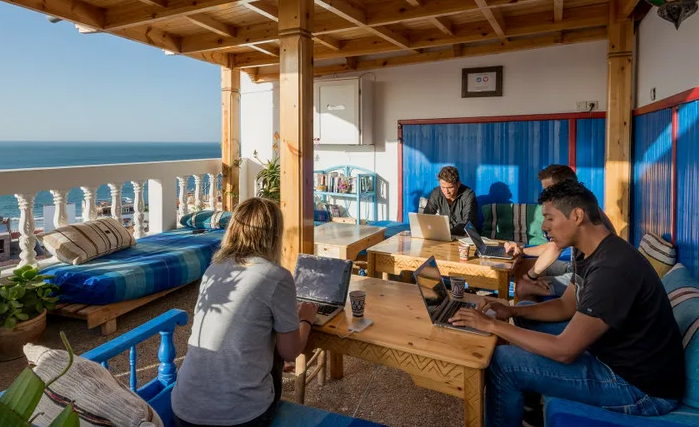Coworking lounge space near the beach